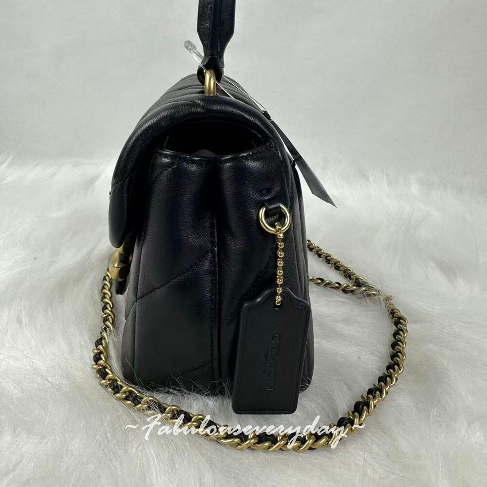 Coach Tabby Top Handle Bag With Quilting In Leather/Brass/Black CCC12 NWT - Picture 3 of 9